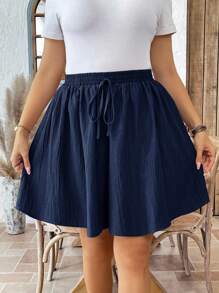 SHEIN LUNE Damen Große Größen Lässig einfarbige Lose Shorts