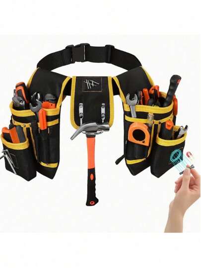 Magnetic Tool Belt With Multiple Pockets, Adjustable Utility Tool Waist Bag, Multi-Function Repair Tool Pouch Storage