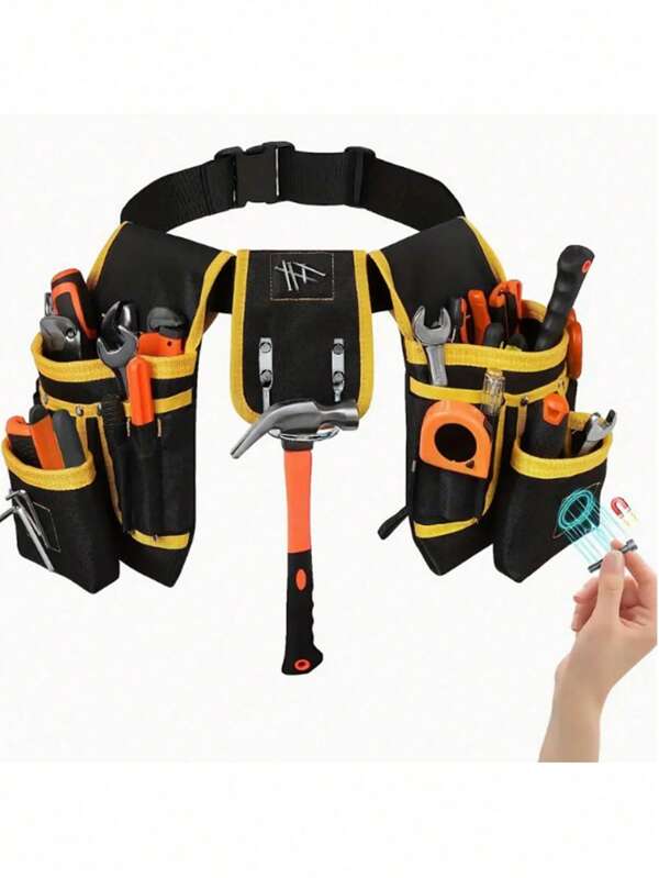 Cinturón magnético de herramientas con múltiples bolsillos, bolsa de herramientas de cintura ajustable y de utilidad, bolsa de herramientas de reparación multifunción para almacenamiento