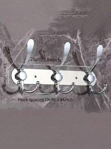 1pc Stainless Steel Towel Hanging Hook, Punch-Free Wall Mounted Hanger For Bathroom, Closet, Bedroom, Bathroom Accessories, Suitable For Behind Door/Bathroom/Kitchen/Living Room/Bedroom