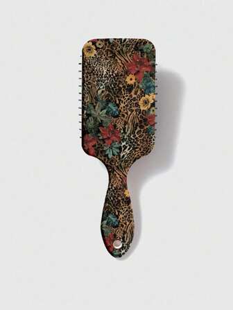 Kawaii 1pc Leopard Print Pattern Air-Cushioned Square Massage Comb, Designed Specifically For Women