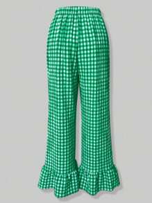 INAWLY Pantalones holgados a cuadros casuales de vacaciones para mujer