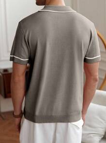 Manfinity Homme 休闲商务通勤简约短袖男士针织上衣 - 紫紅色 - 查看 2