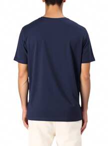 Champion 男士休闲百搭字母印花短袖T恤 - 藏蓝色 - 查看 2