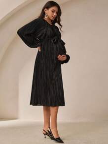 MaterniWear Vestido de punto suelto para maternidad, vestimenta casual minimalista de moda para uso diario - Negro - Ver 3