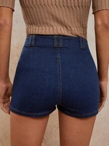 COSMINA Denim 女士休闲日常口袋百搭牛仔短裤 - 杏色 - 查看 2