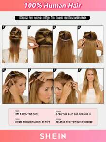 Straight Human Hair Clip In Hair Extensions For Full Head Brazilian Virgin Hair Dark Brown Color, 7/Pcs With 16Clips, 120 Gram - S2 - View 5
