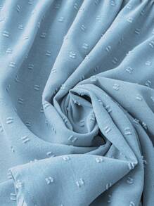 Áo sơ mi Jacquard trơn cỡ lớn thường ngày mặc hàng ngày cho quần áo năm mới - Màu xanh lam - Xem 4