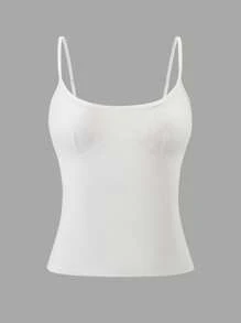 INAWLY 白色低领修身休闲度假性感俱乐部女式背心 - 白色 - 查看 6