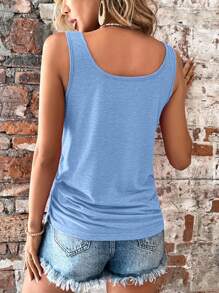 SHEIN LUNE Top de verano informal de unicolor con cordón lateral - Celeste - Ver 2