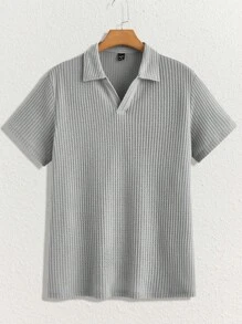 Manfinity VCAY Men's Simple Solid Color Polo Shirt And Shorts Set - Light Grey - View 6