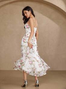 DAZY Women's Elegant Floral Off Shoulder Ruffle Sleeve Mid-Length Dress, Summer,Formal Women Dresses - Pink - View 2