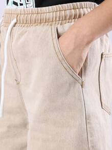 SUMWON Denim Shorts mit Gummizug Bermuda-Stil Originalausgabe, Jugendliche Lässig, elastischer Bund, Sommer, Baumwolle, Frühling, Unterbekleidung, Schulferien, Außenbereich, Komfortkleidung