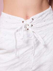 COUREZ 翻边荷叶边长灯笼裤 / Y2K 夏季外出穿搭街头风夏季女装可爱复古风 - 白色 - 查看 7