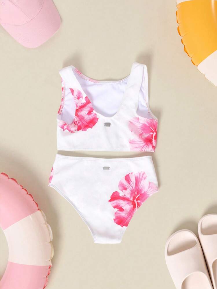 花柄ハイビスカスプリントハワイアンツーピースビキニ