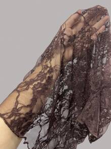 Olithes 女式夏季时尚性感吊带连体裤和全身印花紧身短袖短款上衣，两件套 - 咖啡棕 - 查看 4