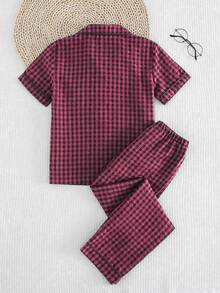 女童海军蓝优质面料卡通刺绣纽扣短袖上衣和裤子两件套睡衣套装