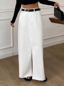 Livesso 夏季新款音乐节风格宽松休闲沙滩度假女裙白色长裙 - 白色 - 查看 6