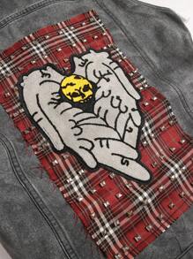 Manfinity EMRG 男士休闲破洞牛仔背心 - 灰色 - 查看 5