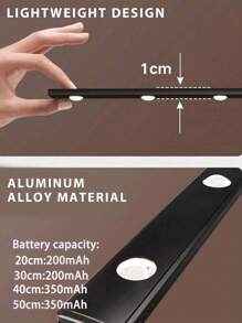 现代 LED 运动传感器灯带，无线充电磁吸灯条，适用于鞋柜、展示柜、衣柜、智能橱柜 - 山丘效果，无需布线，安装简便，USB 供电，塑料材质，莫尔条纹，漆面，按钮控制，亮度可调，LED 家居装饰灯，智能照明，简约装饰，时尚设计，高品质灯具，家居装饰