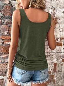 SHEIN LUNE Lässige einfarbige Sommerweste mit Tunnelzug an der Seite