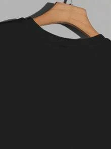 Manfinity Dauomo 男士休闲字母印花圆领背心，适合夏季日常穿着 - 黑色 - 查看 3