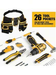 SHEIN Cinturón magnético de herramientas con múltiples bolsillos, bolsa de herramientas de cintura ajustable y de utilidad, bolsa de herramientas de reparación multifunción para almacenamiento