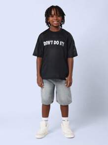 SUMWON Pantaloncini di jeans da uomo, lunghezza al ginocchio, stile casual estivo, comodi, stile urbano di moda, gamba ampia, shorts di jeans rilassati - Blu - Visualizzare 2