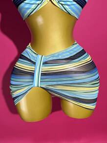 Slaydiva 2 Pieces Striped Swimwear Set - Style A, Fashionable For Summer, Tank Tops - Multicolor - View 6