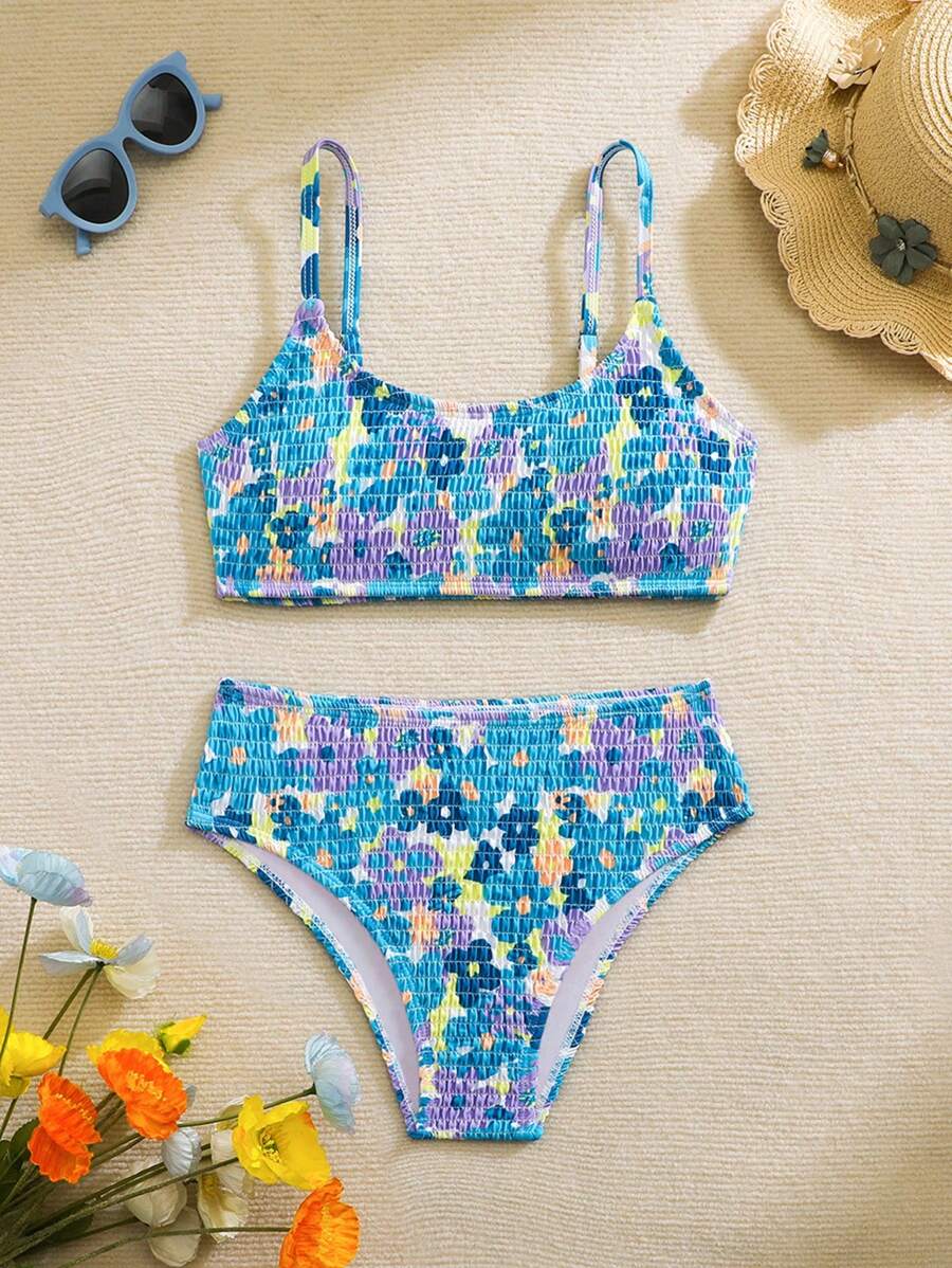 SHEIN Floral Print Bikini Set, Holiday Style Swimsuit - Multicolor - View 1