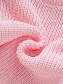 SHEIN Vintaside Kids 1 件婴儿粉色圆领长袖毛衣，精致樱桃刺绣，柔软舒适的上衣樱桃宝宝女婴婴儿针织衫婴儿毛衣女婴毛衣女婴秋季毛衣秋冬适合秋冬婴儿秋季毛衣