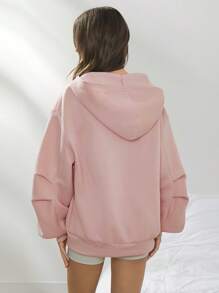 WESTFADE Oversized Zip Up Long Sleeve Fleece Hoodie Cute Fall Back To School, Casual Autumn, Winter, Boho, Western Wear For Women