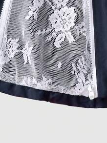 Young Girls Casual Fashion Long Sleeve Lace Decor Pocket Jacket