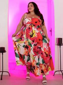 Pretty and Ole 大码女式简约日常随机印花连衣裙长款女装夏季 - 彩色 - 查看 1