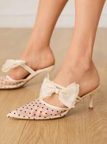CUCCOO HITCHD 女士中跟尖头蝴蝶结装饰派对鞋 - 杏色 - 查看 5