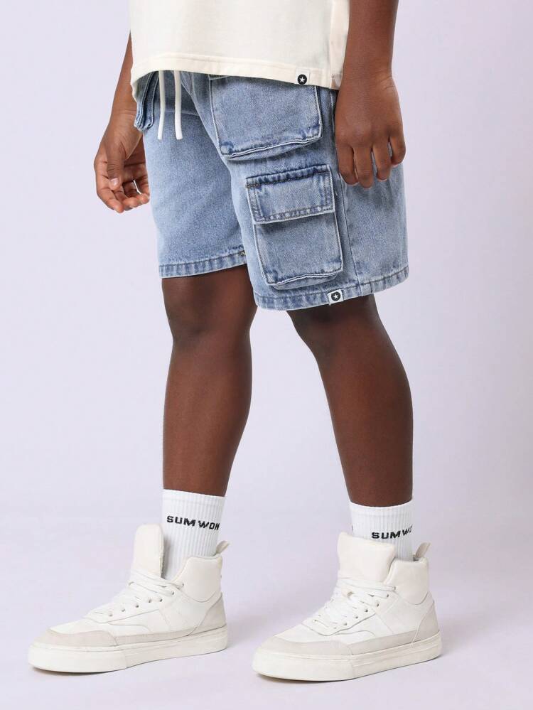 Premium Kids Denim Cargo Shorts Classic Relaxed Fit Youth Size