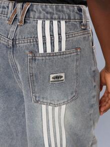 SUMWON Pantaloncini di jeans da uomo, lunghezza al ginocchio, stile casual estivo, comodi, stile urbano di moda, gamba ampia, shorts di jeans rilassati - Blu - Visualizzare 8