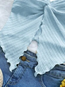 SHEIN Camiseta de tirantes asimétrica de espalda abierta, informal y minimalista, cómoda para niñas preadolescentes
