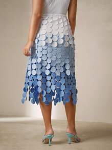 Anewsta Váy xòe thêu tua rua lưng cao, váy lễ hội mùa hè cho nữ - Màu xanh lam - Xem 2