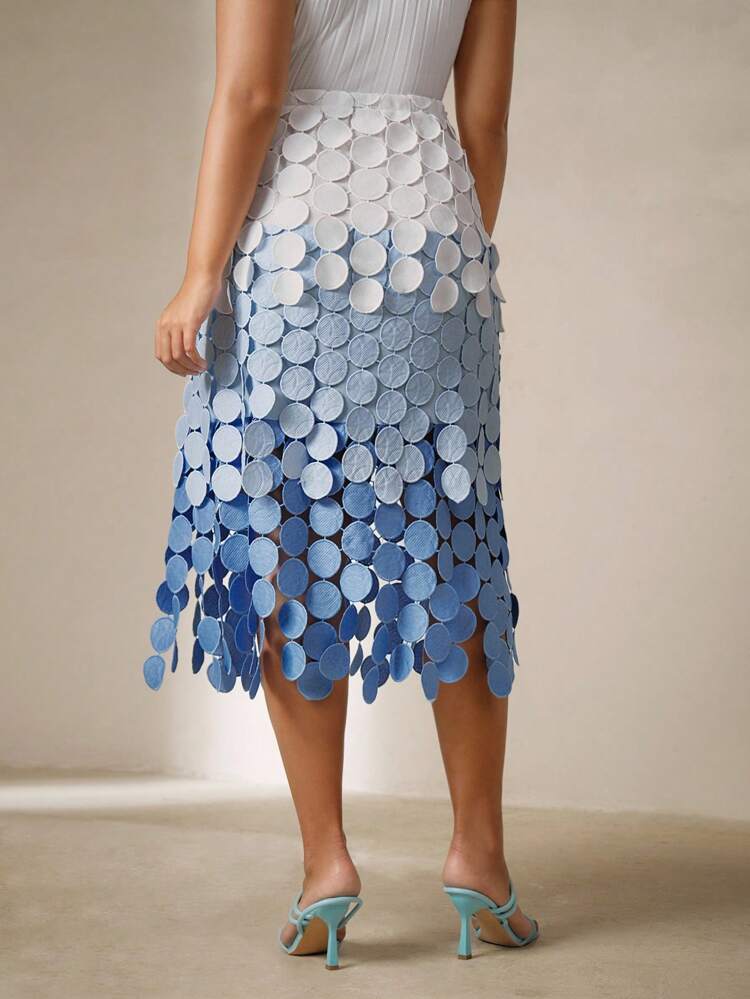 High Waisted Hollow Out Embroidered Disc Tassels Flowing Skirt, Women Festival Summer Skirt