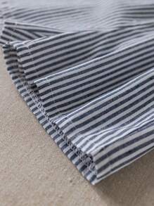 PrepCrw 男婴两件套 Polo 领小熊图案 T 恤和条纹短裤套装，学院风 - 彩色 - 查看 3