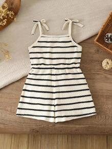 LMoss Kids 少女针织条纹休闲连体裤