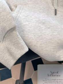 SHEIN 畅销款带帽子的老鼠刺绣连帽衫 - 灰色 - 查看 3