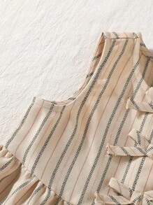 Cozy Pixies 女婴彩色条纹圆领无袖开衫上衣和松紧腰短裤两件套 - 彩色 - 查看 4