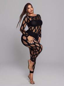 NU&NOW Monos de talla grande para mujer, elásticos, sexy, transparentes y calados