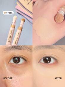 SHEGLAM 膚色提升遮瑕膏-貝殼海綿頭塗抹器霧面液體遮瑕膏持久亮白色彩校正劑輕盈全天持久保濕遮瑕膏遮瑕膏 品牌 美容 化妝 化妝品 適合女性與女孩 完美搭配夏季春季 Y2K 時尚 流行 生日 母親節禮物 假期 派對準備就緒 最佳顏色 - Shell - 查看 1