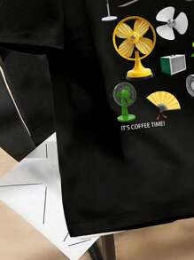 Claim Dot Black Knit Men's Casual Graphic Print Short Sleeve T-Shirt Graphic Tees Men Y2k T-Shirt Fans - Black - View 4