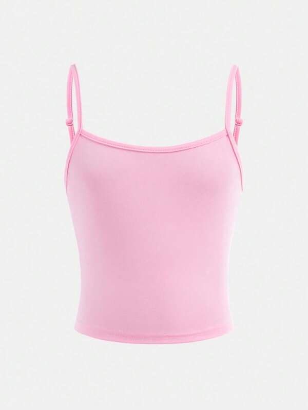 SHEIN Girlism Tween Girls' Casual Simple Comfortable Versatile Solid Color Camisole