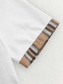 Manfinity BRENVOR Men Contrast Plaid Collar Polo Shirt, Fashion Work Button Shirt