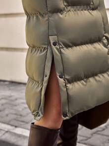 CLARA VERO 羽绒冬季大衣，街头风格夹克，实用口袋外套，按扣，冬季时尚，都市保暖层，舒适必备 - 綠色 - 查看 5